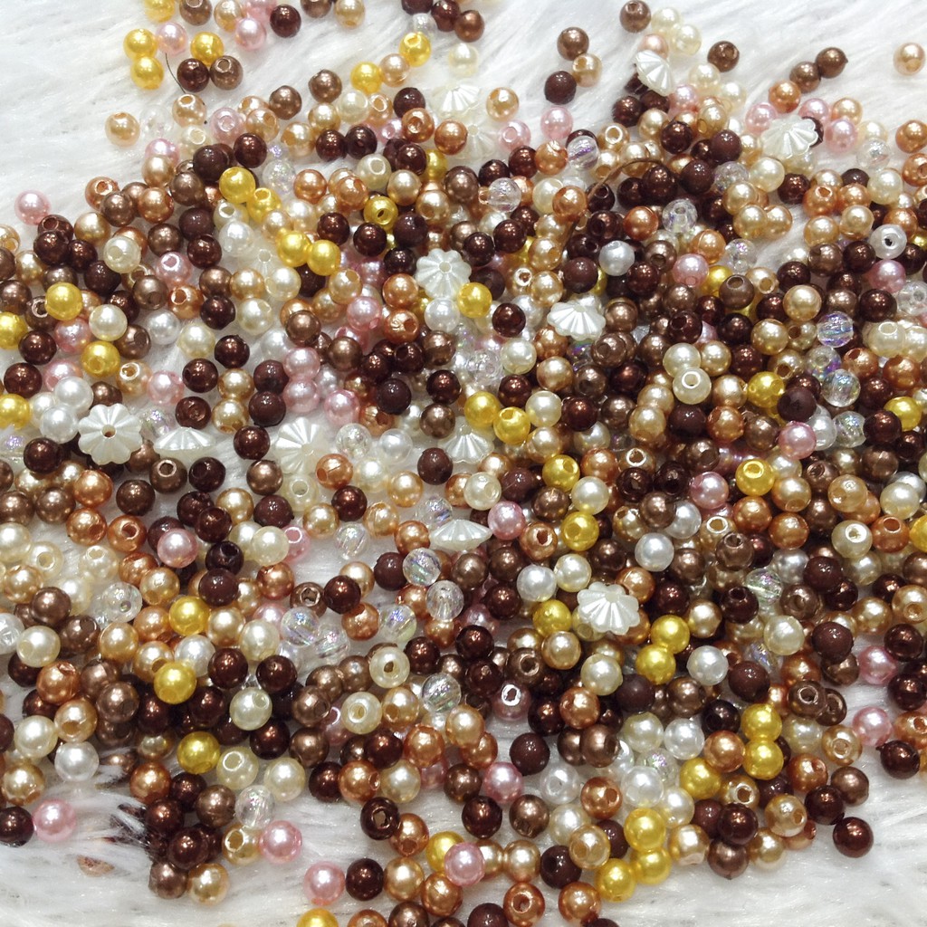 300 hạt cườm nhựa tròn 4li cườm hoa mai làm vòng tay trang trí handmade nhiều màu dễ thương