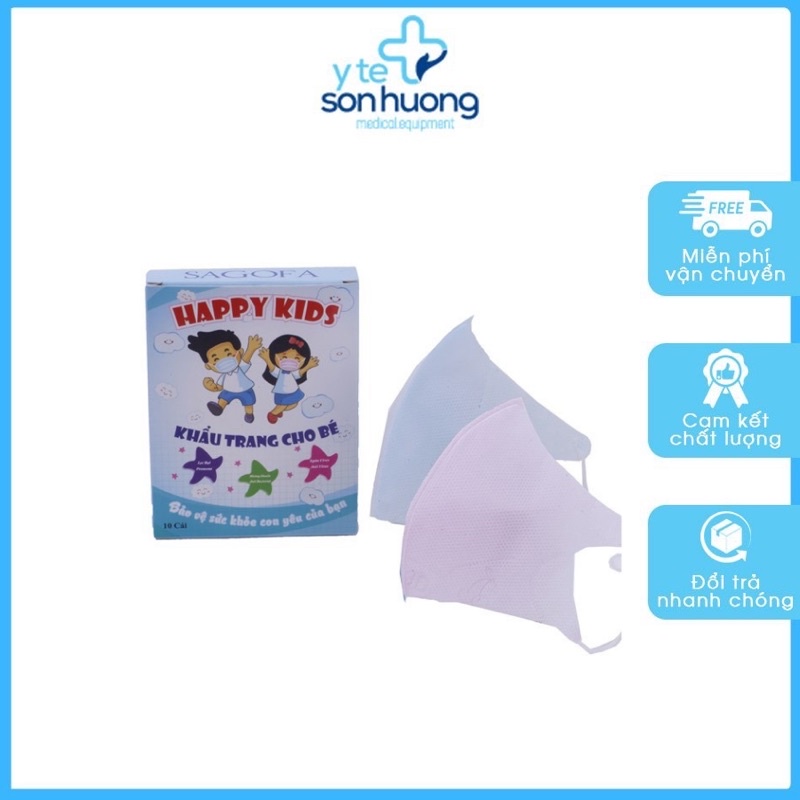 Khẩu trang y tế dành cho trẻ em Happy Kids từ 2- 5 tuổi  Hộp 10 cái