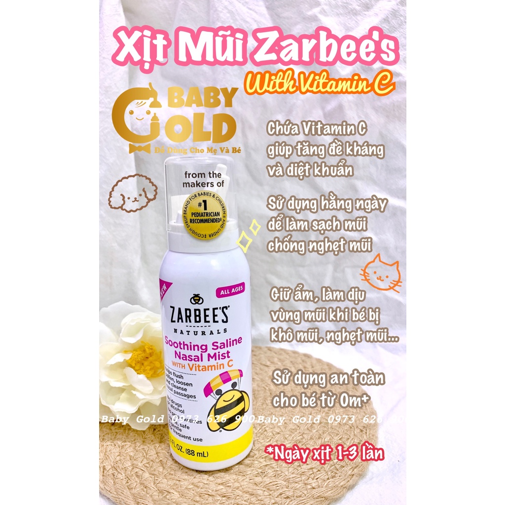 🎀💖 ￼ Xịt mũi Zarbee's Vitamin C Mỹ 88ml🎀♥️