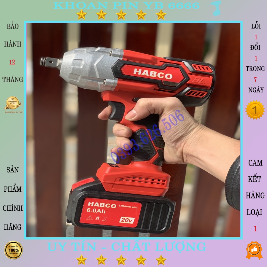 Máy Siết Bulong HABCO Lực siết khủng 880NM, dung lượng pin khủng,máy khoan pin 3 chức năng khoan bắn vít siết Mở Bu Long