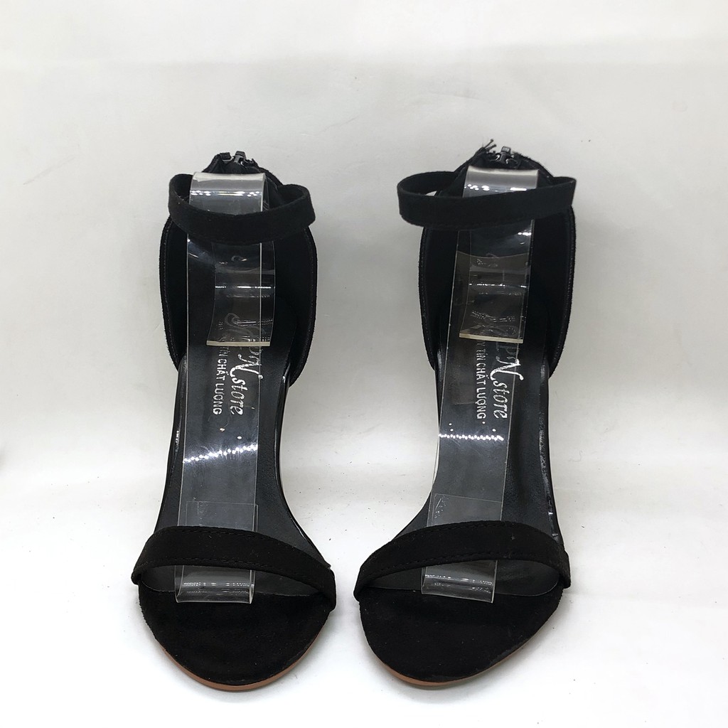 Giày cao gót trong 9 phân quai mảnh đen __LZ050