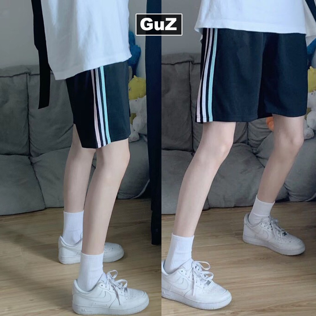 Quần đùi 3 sọc nam Quần short nam vải thun 3 sọc thể thao mặc ở nhà guzfashion