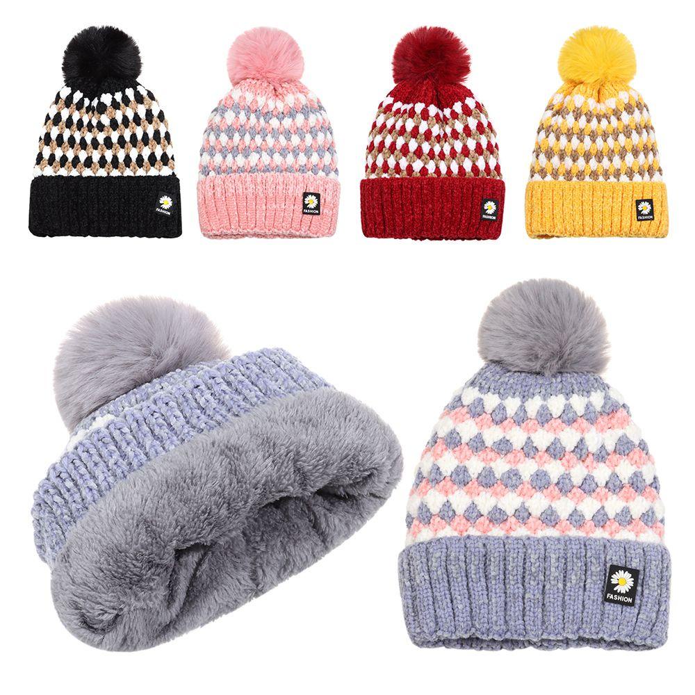 Mũ Len Dệt Kim Đính Quả Bông Nhiều Màu Sắc Thời Trang Dành Cho Nữ