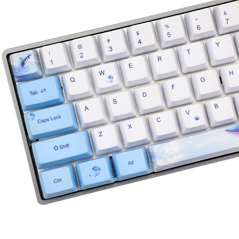 Nút bàn phím PBT OEM in ình cá voi dễ thương dành cho GH60 GK64