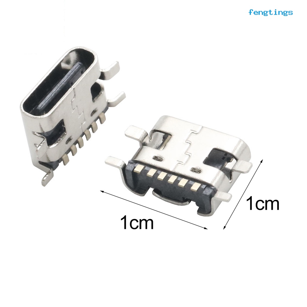 Set 10 Ổ Cắm Type-C 3.1 6pin SMT Bằng Thép Không Gỉ