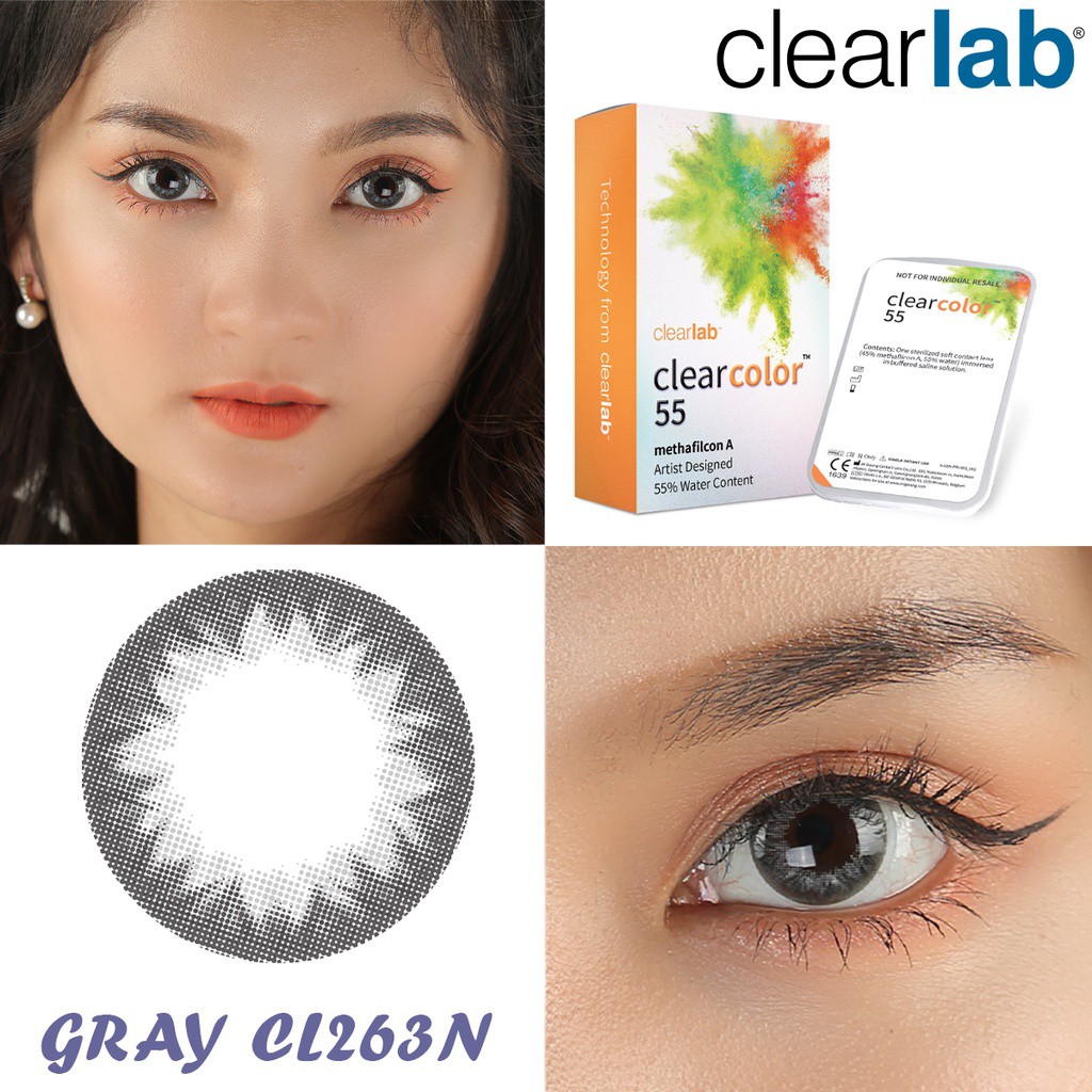 Kính áp tròng màu 3 tháng cận thị Thiên Hà Optical CLEARLAB- Mỹ 3 lens màu thời trang kháng khuẩn độ ẩm cao cận đến-6.00