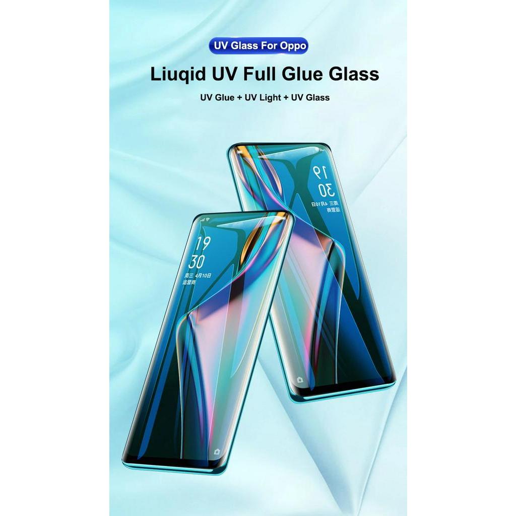 UV Kính Cường Lực Bảo Vệ Màn Hình Dạng Cong Trong Suốt Cho OPPO Reno 8T 5 4 3 Find X6 X5 X3 X2 X Pro 4G 5G