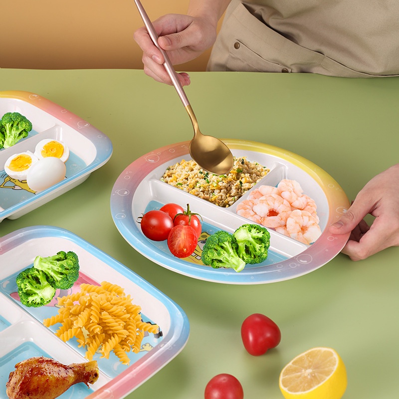 Khay Đựng Thức Ăn Bằng Sợi Tre Họa Tiết Hoạt Hình Dễ Thương Cho Bé