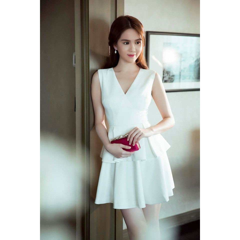 Đầm Xòe Cổ Tim 2 Tầng Dễ Thương