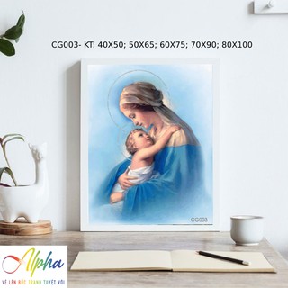 Tranh treo tường tự tô màu số hóa Alpha - Tranh Mẹ Maria CG003