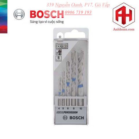 Bộ mũi khoan bê tông 5 mũi 4,5,6,8,10 Bosch