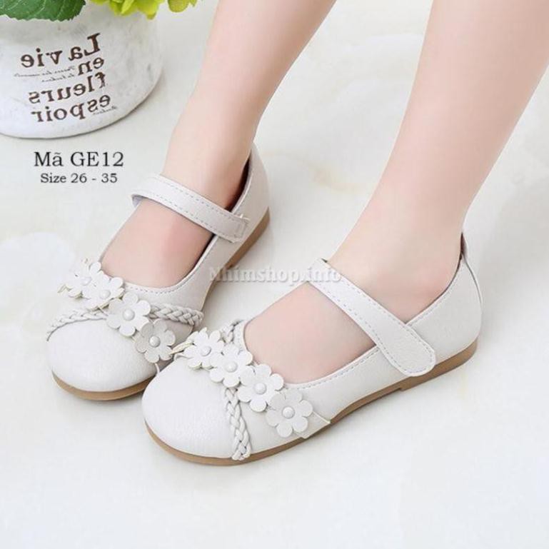 Giày búp bê cho bé gái phong cách Hàn Quốc cho trẻ em 3 - 10 tuổi gắn hoa xinh xắn GE12