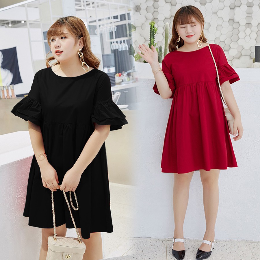 Váy béo cổ thuyền tay loe cho người béo mập