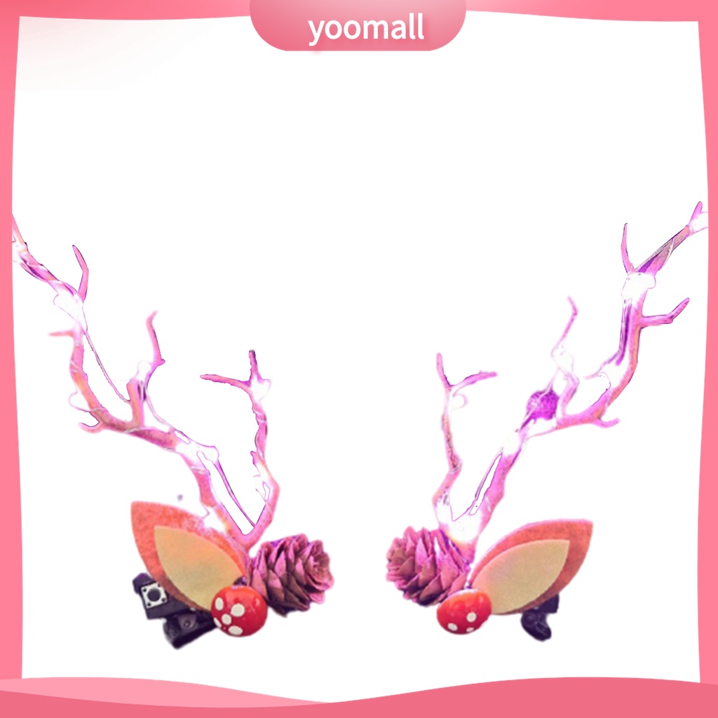 Yomall♡ 1 Cặp Kẹp Tóc Hình Nhánh Cây Thông Giáng Sinh Phát Sáng