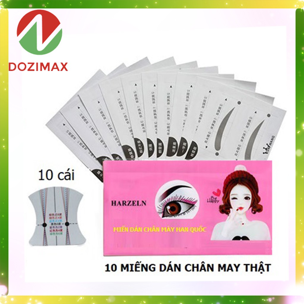 [ GIÁ SỐC ] Bộ miếng dán kẻ chân mày - Dozimax ( 1 bộ 10 miếng tương ứng với 10 kiểu chân mày xu hướng hiện nay)