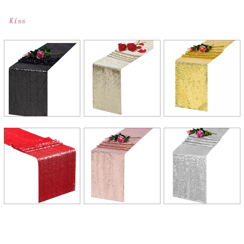 Khăn Trải Bàn Hình Chữ Nhật Đính Kim Sa Lấp Lánh