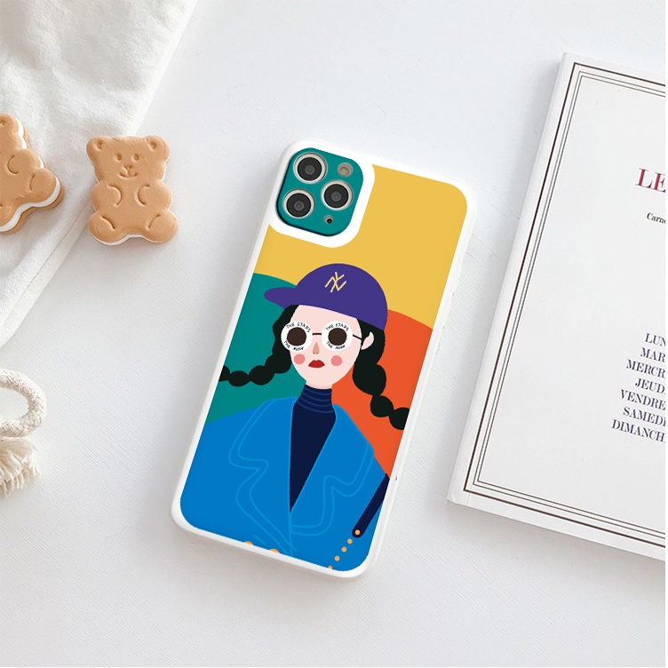 Ốp iphone - Ốp lưng iphone cạnh vuông Cô gái đeo kính dành cho ip 6 đến 14promax - ng265