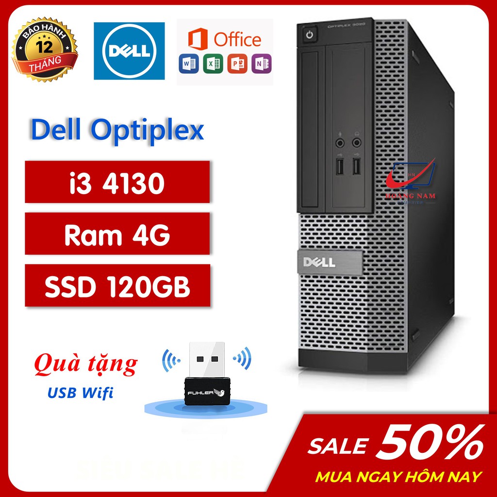 PC Đồng Bộ Dell ⚡️HoangPC⚡️ Cây Máy Tính Để Bàn - Dell Optiplex 3020 (i3 4130/Ram 4G/SSD120GB) - Bảo Hành 12 Tháng