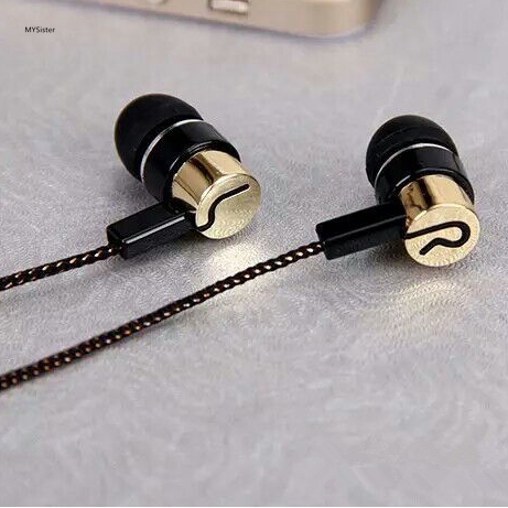1 tai nghe nhét tai có dây bện bằng kim loại thời trang cho MP3