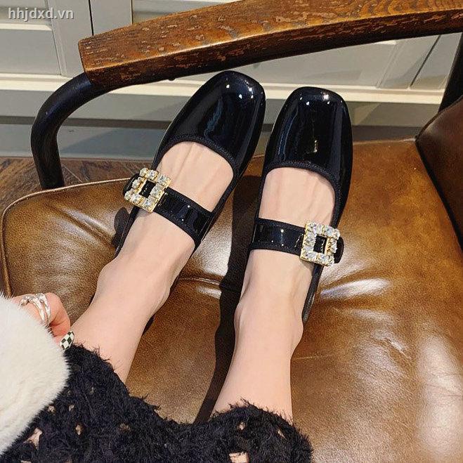 Giày búp bê mũi vuông có khóa vuông cổ điển thời trang