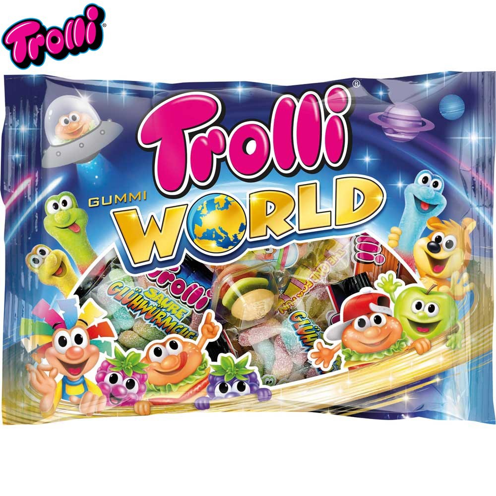 ( Bán sỉ ) Thùng 8 gói Kẹo dẻo Trolli Gummi World 230gr