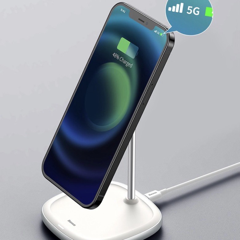 Đế giữ điện thoại tích hợp sạc nhanh không dây Baseus Swan Magnetic iPhone 12 series