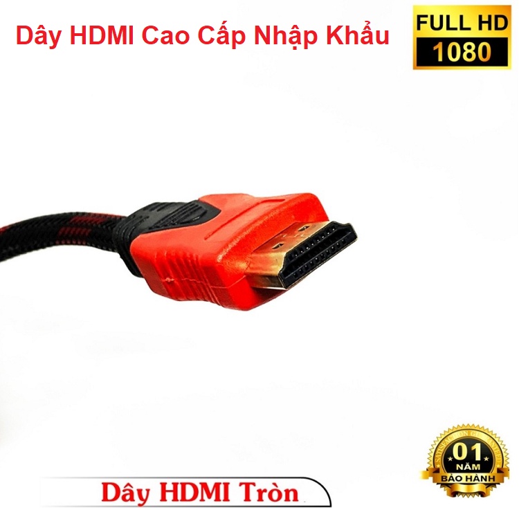 Dây HDMI Chuẩn 1.4v, 4K FULL-HD 1080, Cáp HDMI Tròn Chống Rối, Bọc Lưới Chống Nhiễu Dài 1.5M - 3M - 5M - 10M - 15M - 20M