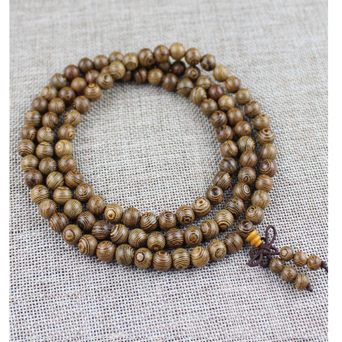 Vòng tay 108 hạt gỗ cánh gà phong cách phật giáo