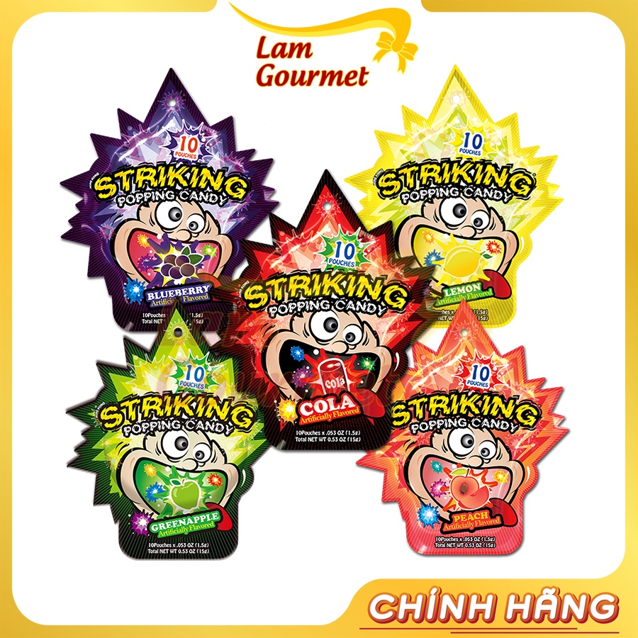 Combo 5 Gói Kẹo Nổ Trái Cây Striking Popping Candy Hong Kong Ngẫu Nhiên 15g - Lam Gourmet