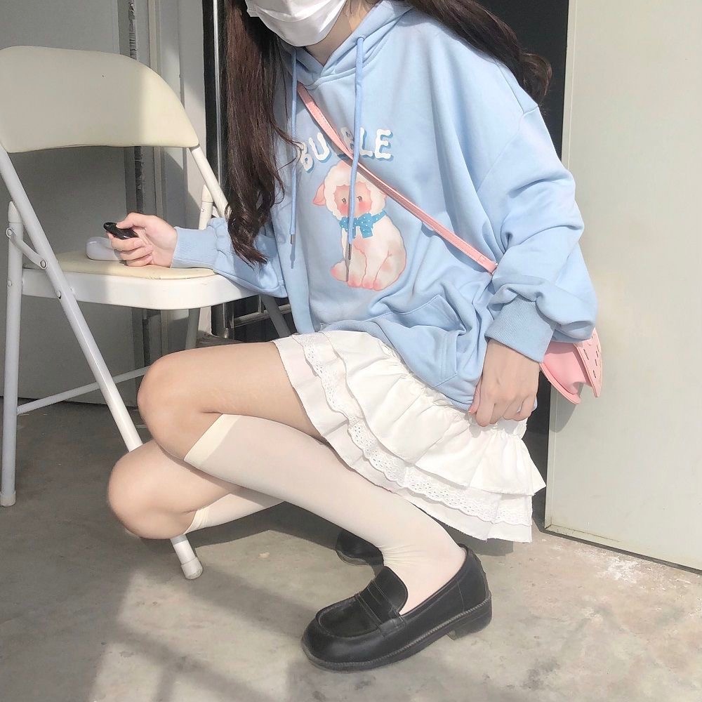 Áo hoodie ZHELIHANGFEI tay dài dáng rộng phong cách Nhật Bản thời trang dành cho nữ