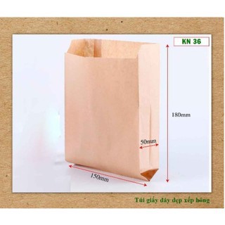 100 Túi Giấy đựng gà rán N36 (18x15x5, màu kraft nâu)