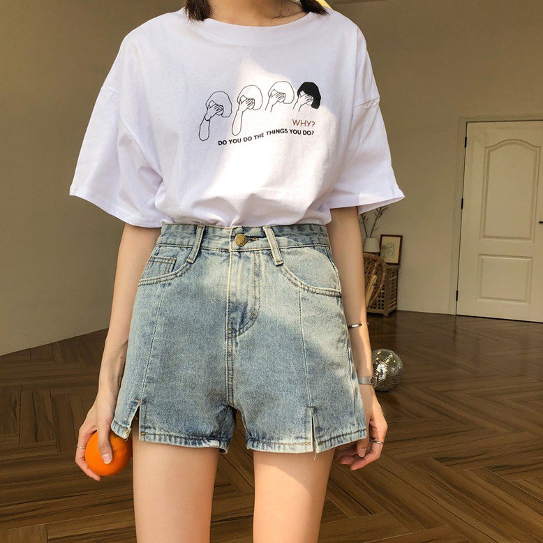 [SẴN] Quần shorts jean nữ lưng cao Ulzzang Quảng Châu QNJ27 | BigBuy360 - bigbuy360.vn