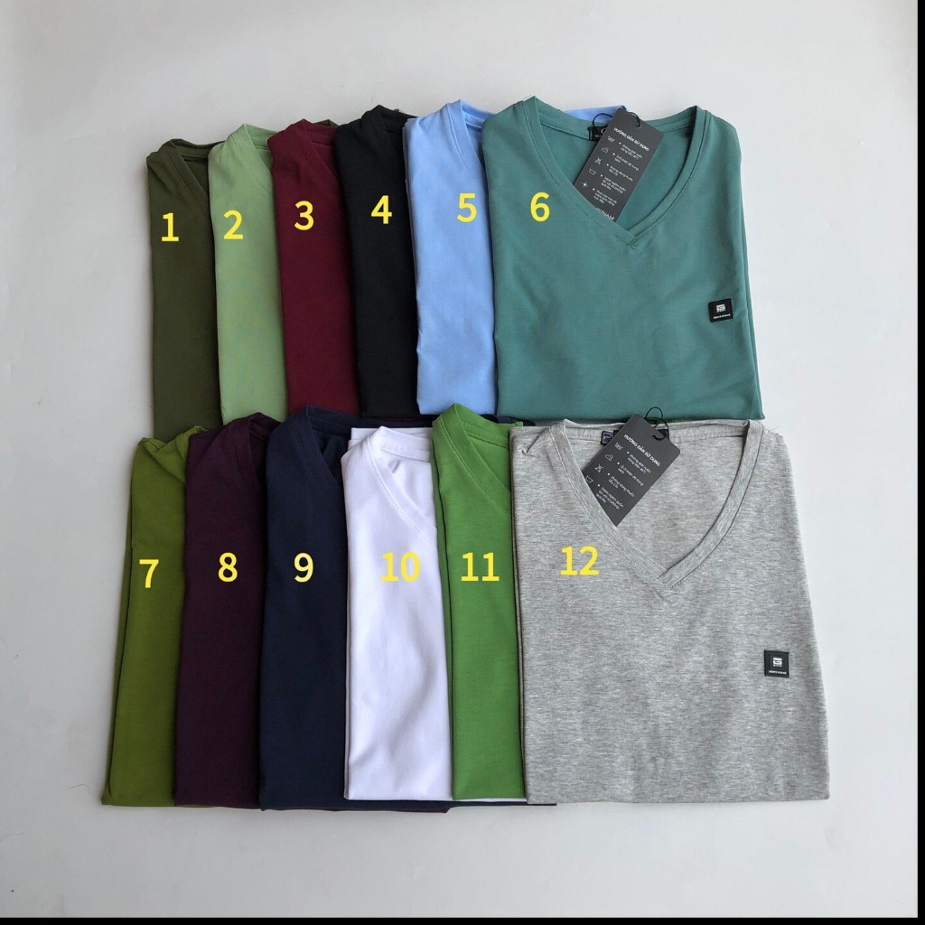 Áo thun nam tay ngắn VM11 chất cotton trơn cổ tim