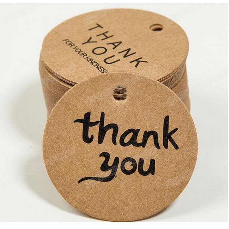 [Bán chạy] Set 100 Tag thank you chất liệu giấy đẹp