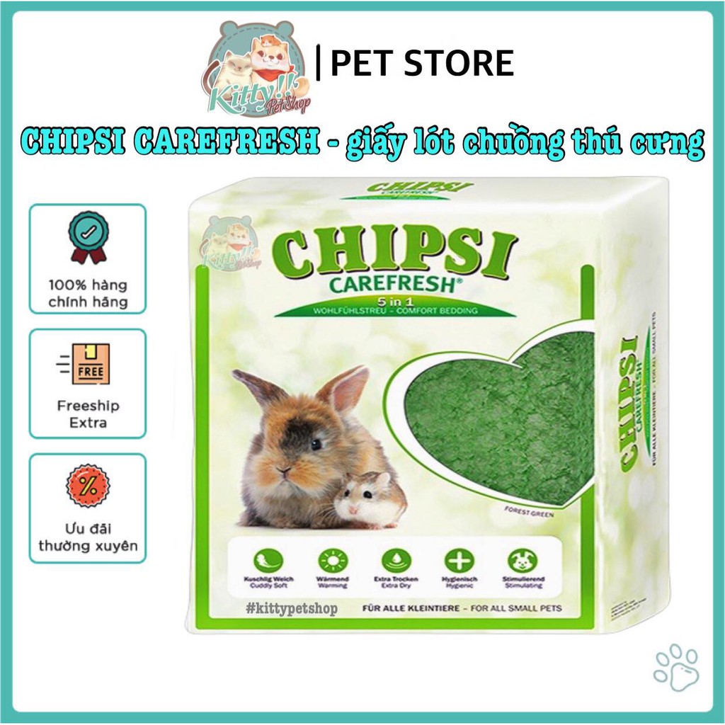 5L - Giấy lót chuồng Chipsi Carefresh Confetti, Forest Green dành cho thú cưng nhỏ: hamster, thỏ, bọ, sóc,...Kitty