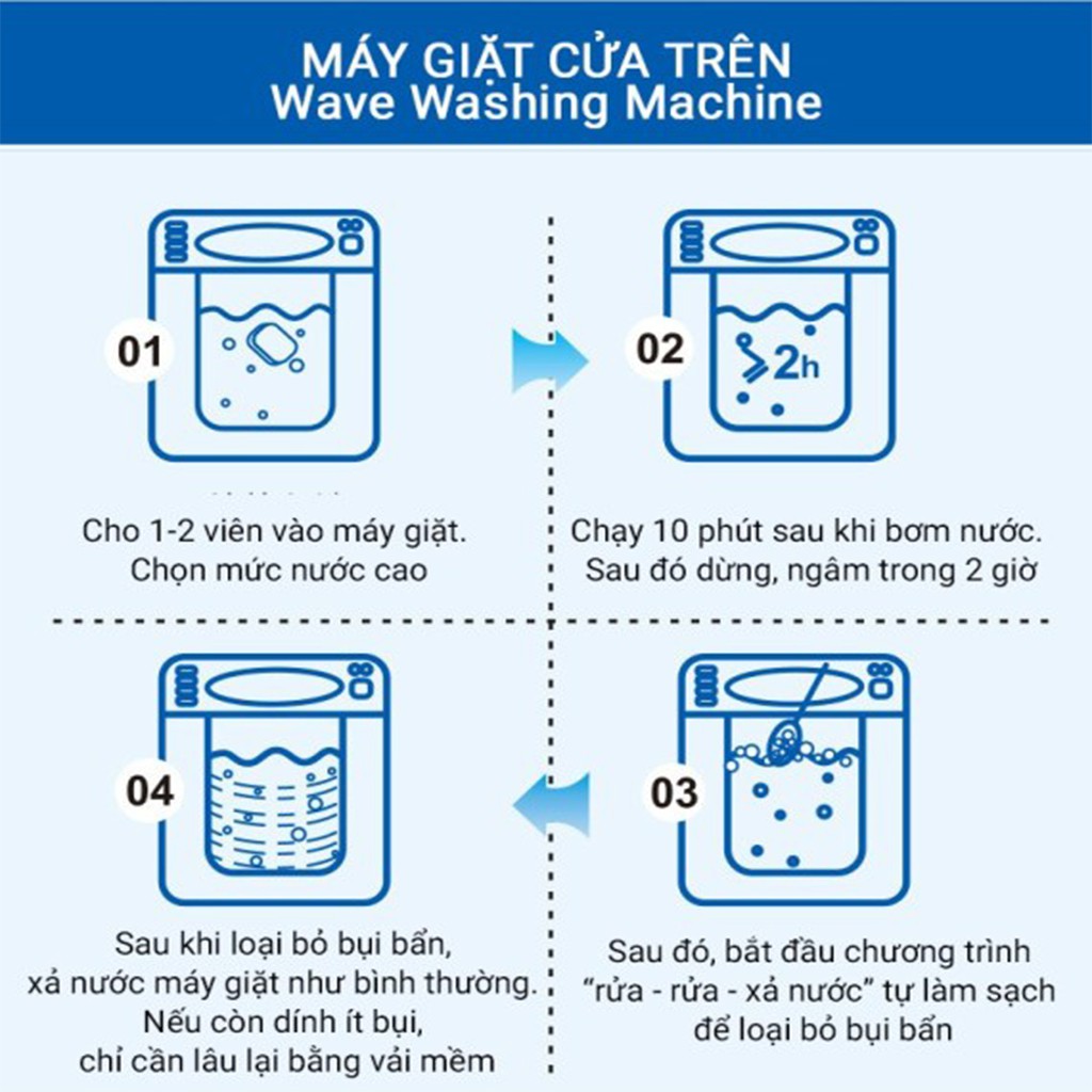 Hộp 12 viên tẩy lồng giặt, vệ sinh diệt khuẩn tẩy cặn máy giặt Master Store