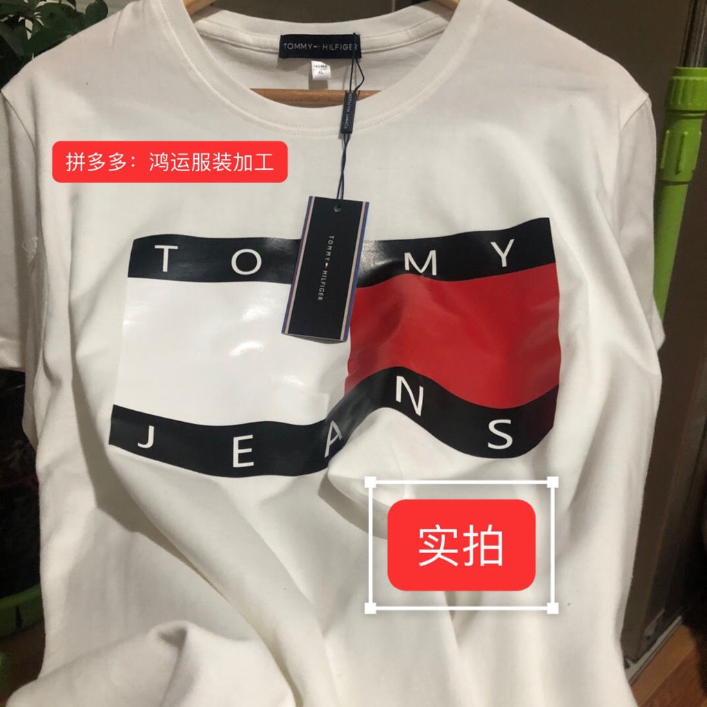 Áo Thun 100% Cotton Ngắn Tay Dáng Rộng In Chữ Tommy Hilfiger Thời Trang Hàn Quốc Cho Nam Nữ