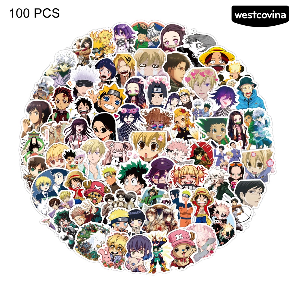 [Hot]✍Set 100 Miếng Dán Trang Trí Vali Laptop Phong Cách Anime Nhật Bản Thân Thiện Với Môi Trường