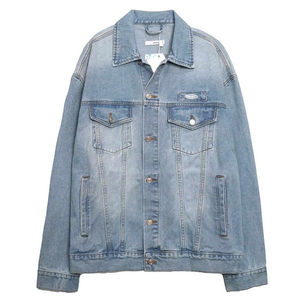 Áo khoác bò nam nữ Mavota Áo Denim sơ mi jean unisex trắng xanh cao cấp AB02