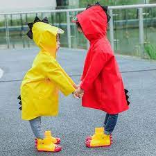 Áo mưa hình khủng long cho bé trai, bé gái từ 3 tuổi đến 10 tuổi, bảo vệ an toàn cho bé, vải dù bền đẹp