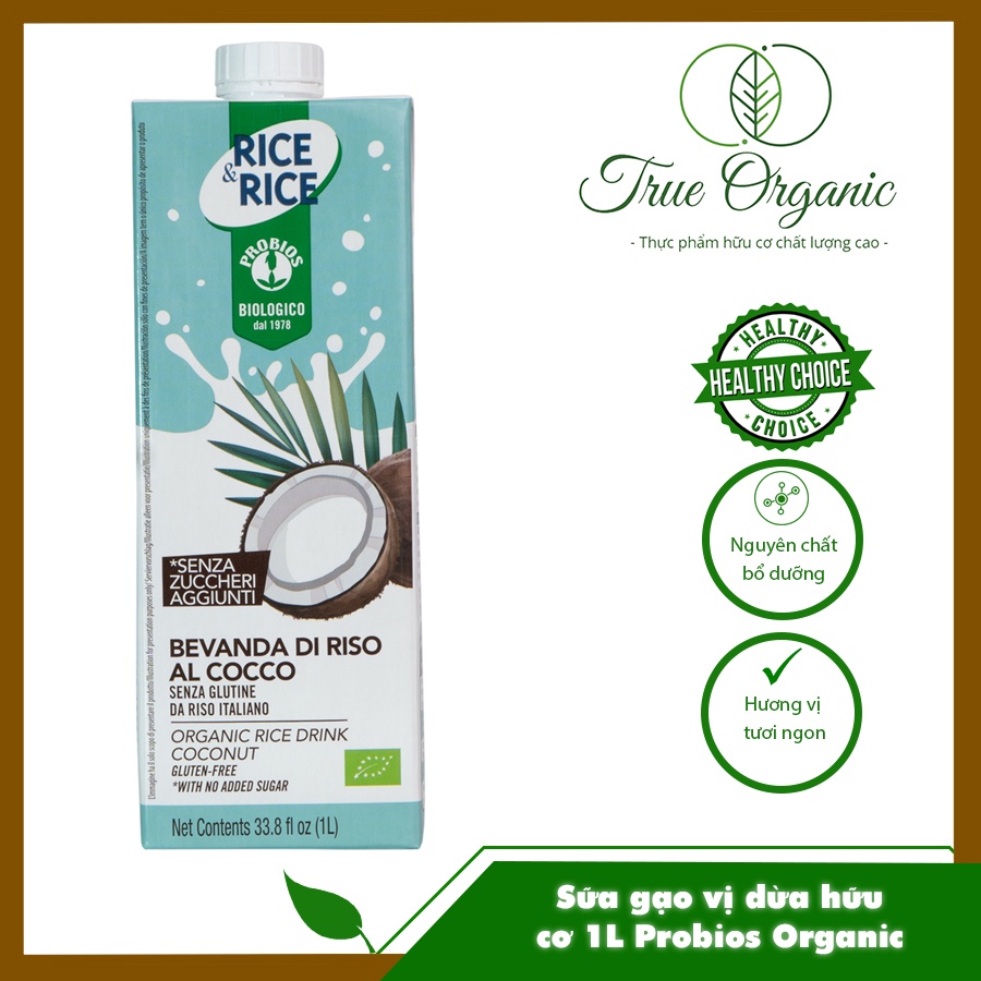 Sữa gạo vị dừa tươi ngon 1L hữu cơ Probios Organic