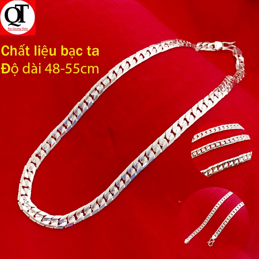 Dây chuyền bạc nam Bạc Quang Thản thiết kế kiểu dây tròn độ dài 50cm, trọng lượng có nhiều lựa chọn chất liệu bạc ta.