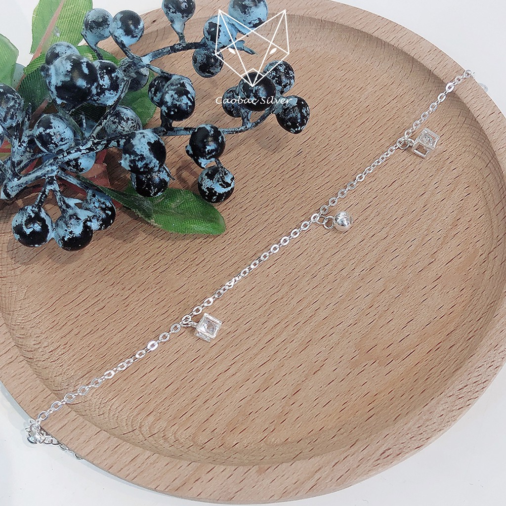 Vòng Tay Lắc Chân Bạc Nữ CaoBac Silver S925 Thiết Kế Ô Lập Phương Chuông Bi Độc Đáo Cá Tính Cho Bạn Gái