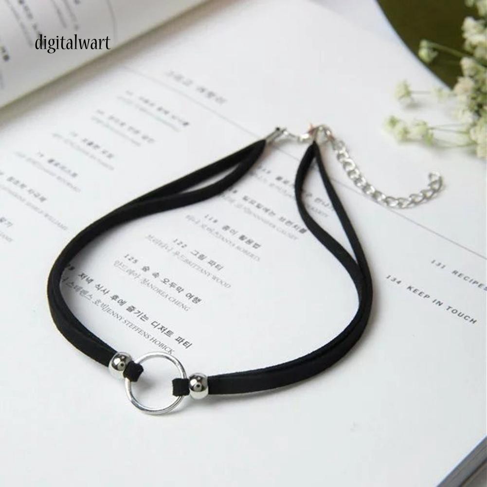Vòng cổ choker bản nhỏ mặt kim loại tròn cá tính sang trọng dành cho nữ