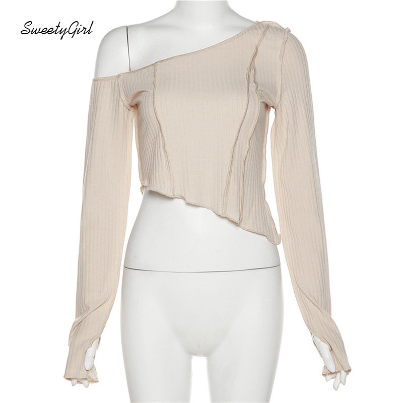 Áo Thun Tay Dài Dáng Ôm Cổ Tròn Màu Xám Trơn Thời Trang 2022 Dành Cho Nữ