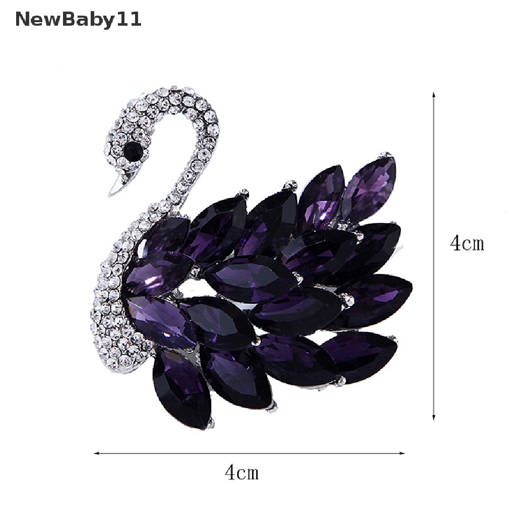 Ghim Cài Áo Hình Thiên Nga Đính Đá Zircon Phong Cách Vintage