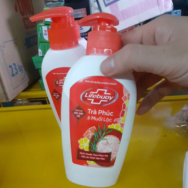 nước rửa tay bảo vệ khỏi vi khuẩn lifebuoy Trà Phúc và Muối Lộc chai 120g