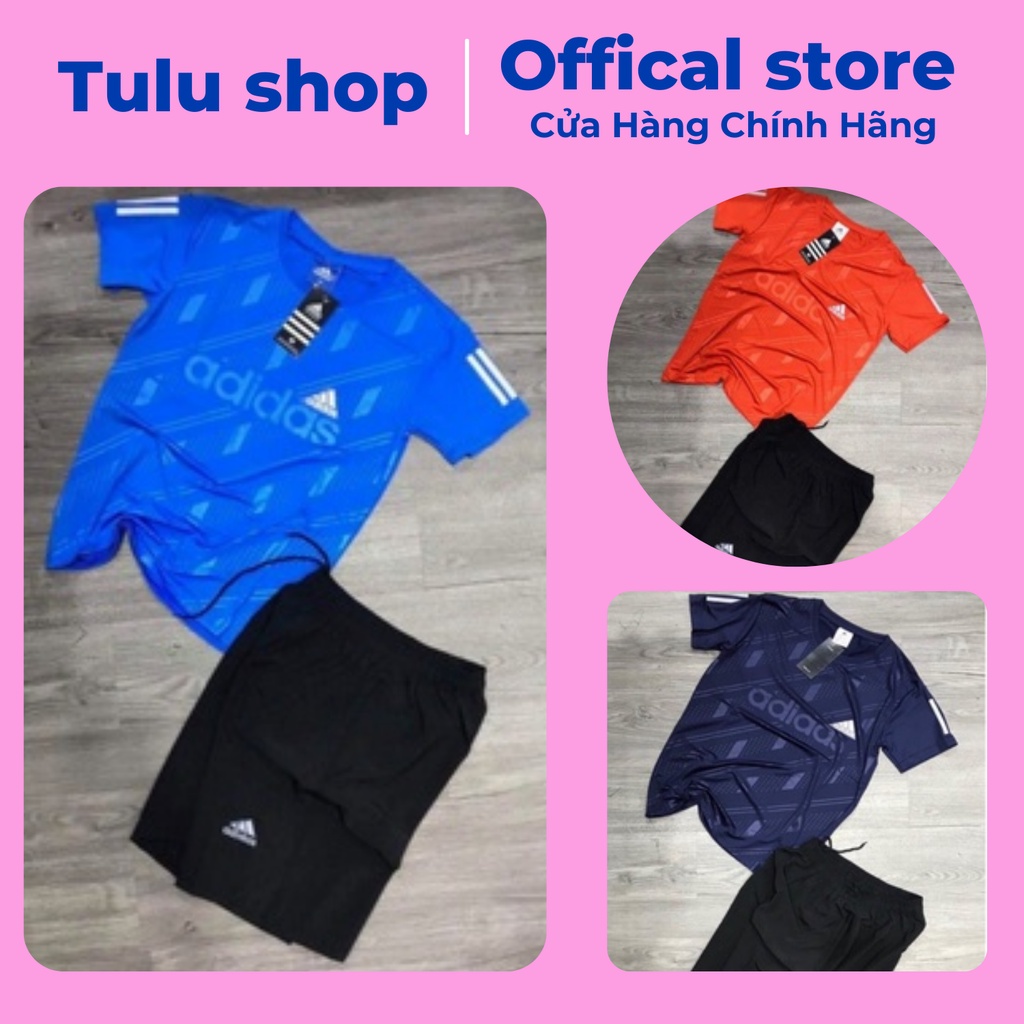 Bộ thể thao Adidas nam cộc tay chất thun lạnh mềm mịn, Quần áo thể thao nam mùa hè thấm hút mồ hôi siêu mát