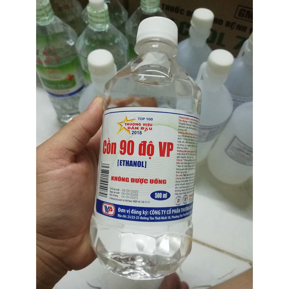 Cồn y tế 90 độ VP chai 500ml