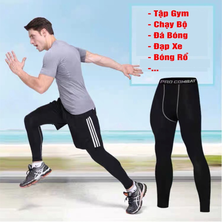 Quần tập gym nam dáng dài quần giữ nhiệt chơi thẻ thao cao cấp | BigBuy360 - bigbuy360.vn